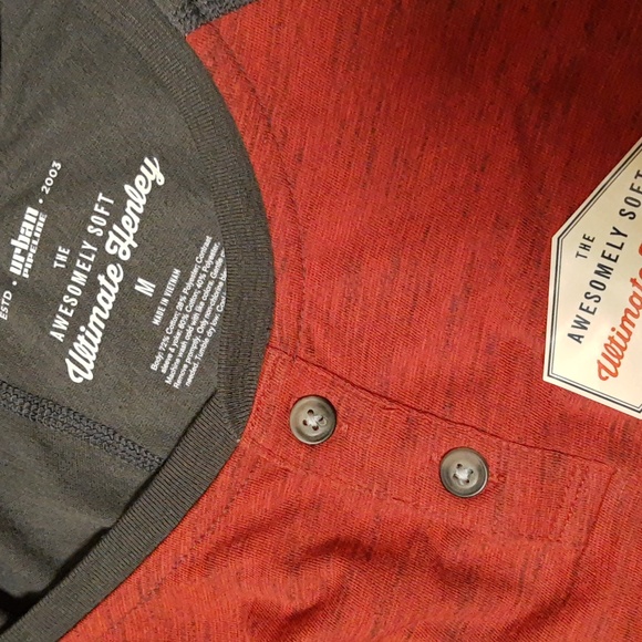 Urban Pipeline Awesomely Soft Ultimate Short Sleeve Heathered Raglan Henley Tee - Picture 10 of 11